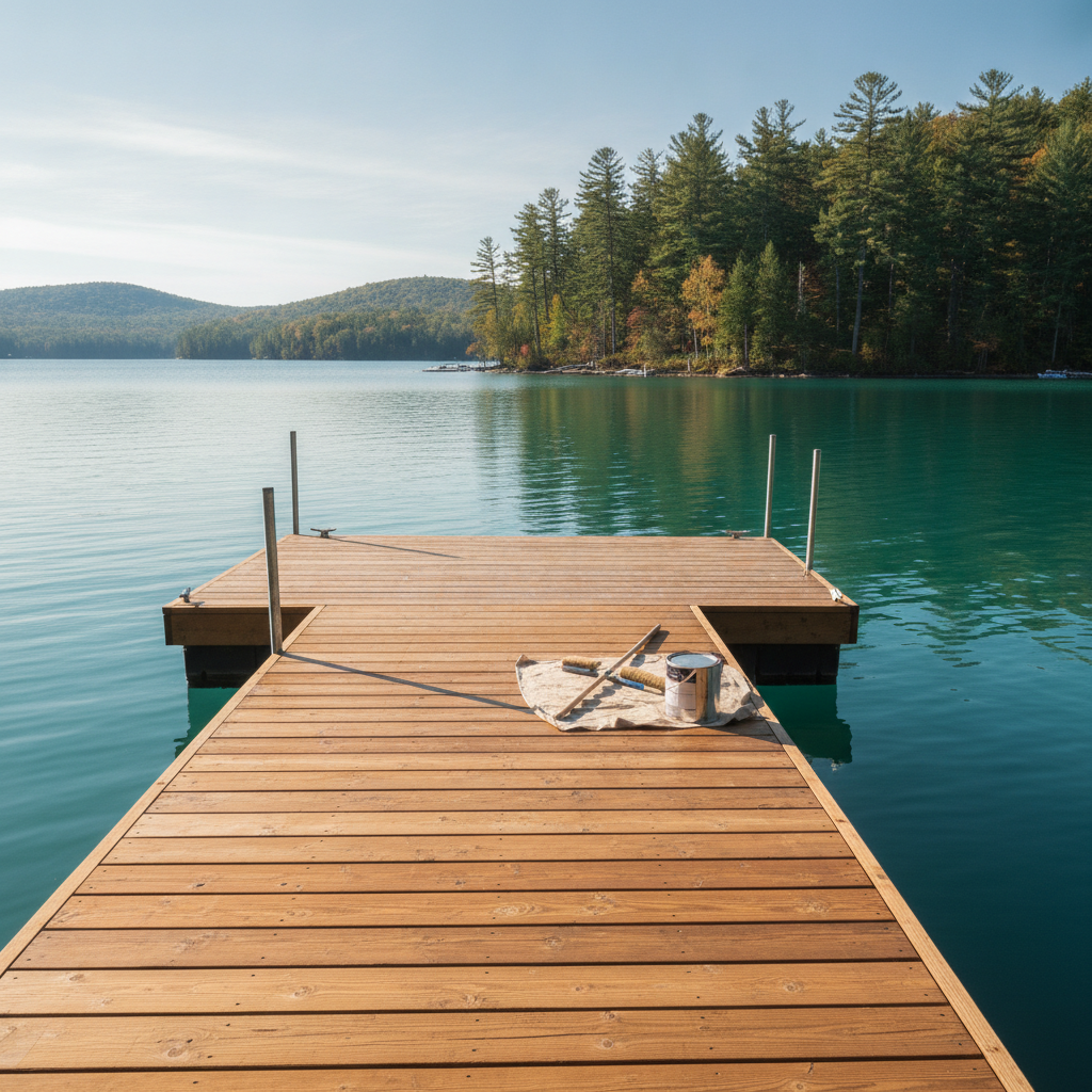 dock staining, no face